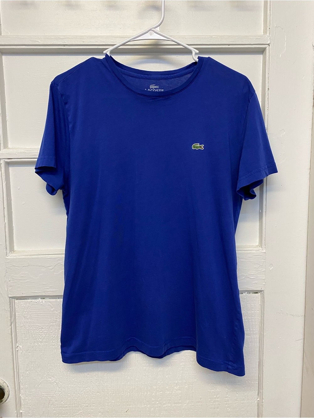 MEN'S LACOSTE CREW NECK PIMA COTTON JERSEY T-SHIRT LADIGUE BLUE size Small